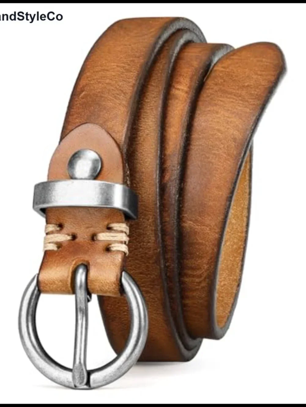 Genuine Leather Women's Belt Gold Buckle Vintage Skinny Waist Belt